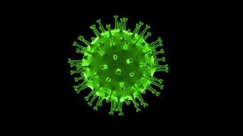 Green 3D Virus Cell Rotating Loop Animation
