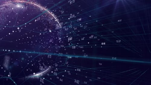 Abstract Digital Data Stream and Global Network Background