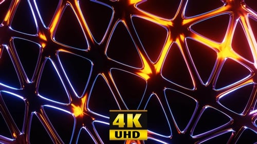 Futuristic Abstract Grid with Glowing Neon Lights Background Loop