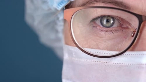 Close Up of Eye of Female Doctor