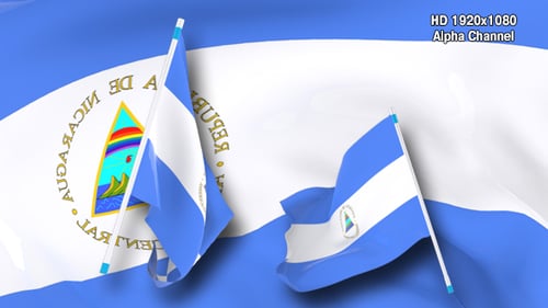 Waving Nicaragua Flag with Alpha Channel