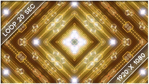 Golden Geometric Kaleidoscope Tunnel Abstract Background