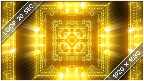 Abstract Golden Geometric Tunnel Loop Background