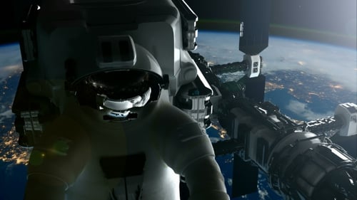 International Space Station and Astronaut Orbiting Earth