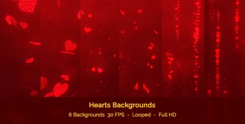 Animated Red Hearts Falling Background Loop