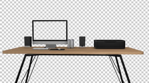 Modern Technology Desk Setup Reveal Animation with Devices