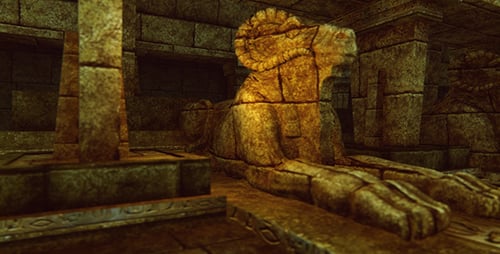 Ancient Egyptian Temple Walkthrough with Sphinx Statues