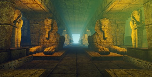 Mysterious Egyptian Temple Corridor Reveals Vast Ocean View