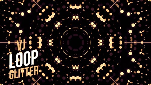 Abstract Golden Glittering Kaleidoscope VJ Loop Background