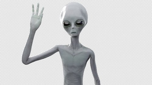 3D Grey Alien Waving Hello for Sci-Fi Projects