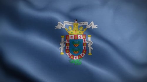 Animated Waving Blue Flag with Royal Emblem Design