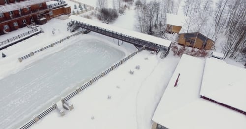 Flying Over the Snow-covered Forest