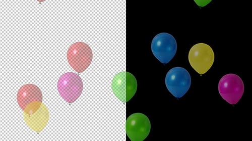 Colorful Floating Party Balloons Alpha Channel Overlay