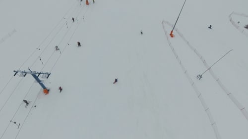 Ski Resort in the Winter Season. Aerial View.