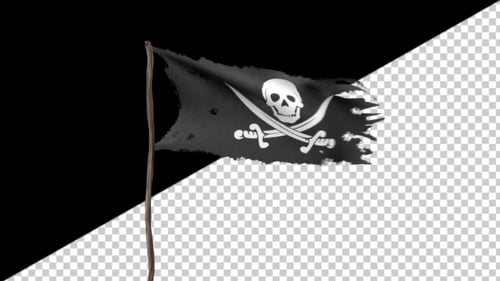 Realistic Pirate Flag Jolly Roger Waving Reveal