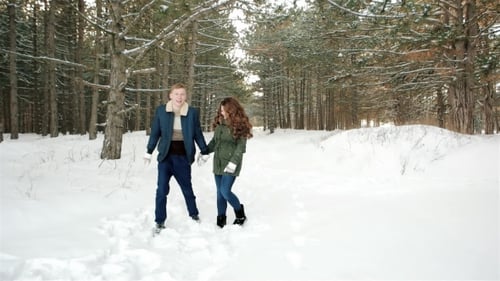 Beautiful Happy Couple in Love Walking in the Forest, Guy Hugs Girl,the Young People Out for a Walk
