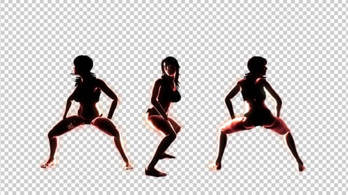 Neon Silhouette Female Twerk Dance Loop Animation