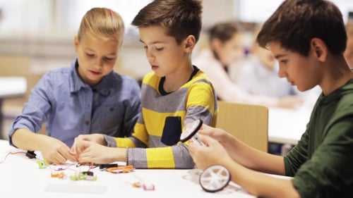 Happy Children Learning at Robotics School 49