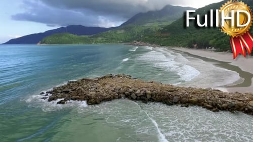 Aerial View of the Tropical Sandy Beach