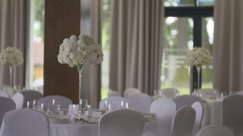 Elegant Table Arrangement at Wedding Reception Venue