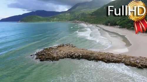Aerial View of the Tropical Sandy Beach