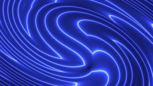 Abstract Blue Neon Flowing Lines Swirl Background Loop