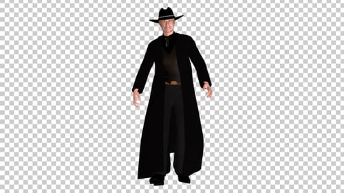 Animated 3D Man in Trench Coat Walking Towards Camera