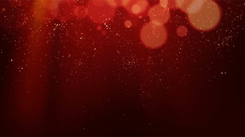 Elegant Red Bokeh Lights and Golden Particles Festive Background