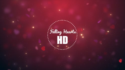 Romantic Red Background with Floating Hearts and Glowing Particles