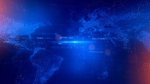 Futuristic Global Digital World Map News Broadcast Background