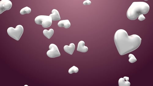 Animated White Hearts Floating on Purple Background
