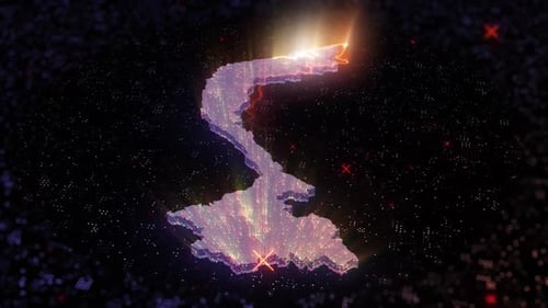 Futuristic Digital Map Outline of Vietnam with Data Flow