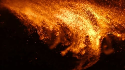 Golden Glowing Particles Flowing Abstract Background