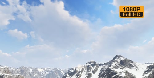 Majestic Snow Mountains with Dynamic Clouds and Sun Panorama