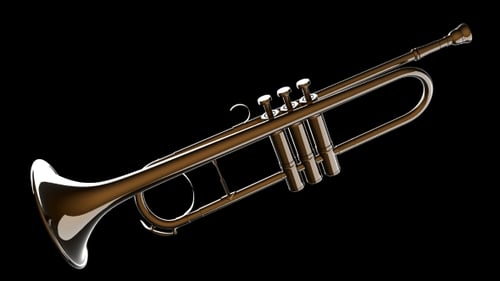Elegant Rotating Golden Trumpet Musical Instrument Animation
