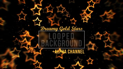 Floating Golden Star Outlines Looped Background