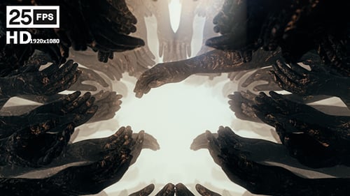Artistic Abstract Tunnel of Repetitive Hands Animation