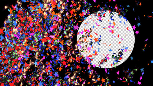 Bright Glowing Star and Confetti Particles Burst