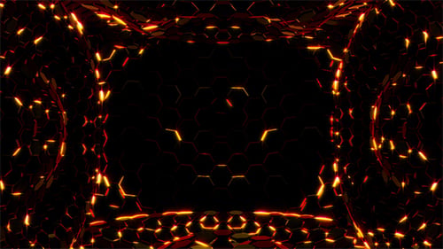Glowing Hexagonal Grid Tunnel Seamless Loop Background