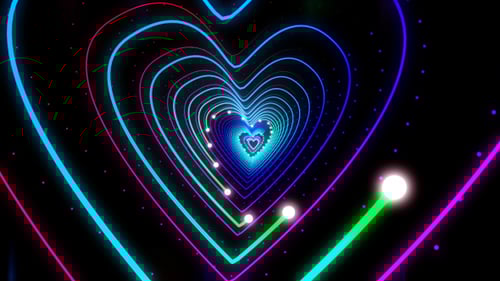 Neon Heart Tunnel Seamless Loop Background