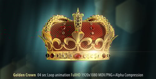 Animated Golden Crown with Sparkling Jewels Loop