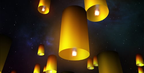 Floating Sky Lanterns Night Celebration Background Animation