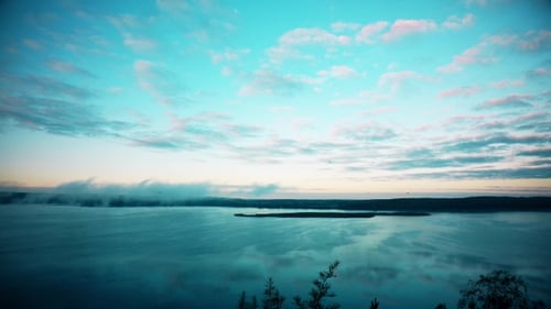 Fog Over Lake in the Morning.