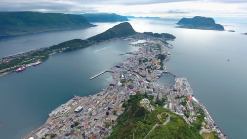 City of Alesund Norway Aerial Footage