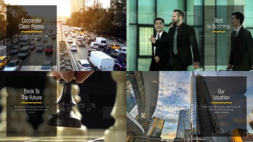 Dynamic Corporate Presentation with Glitch Text Transitions