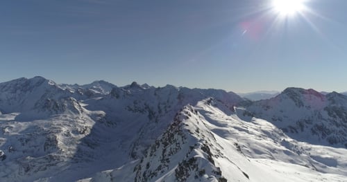 Flying on Drone Along the Sharp Ridge