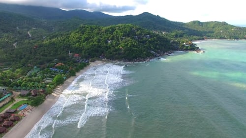 Aerial View of Tropical Island with Paradise Beach and Sea