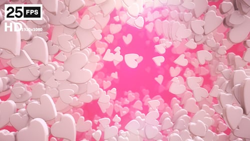 Abstract Floating Hearts Romantic Background