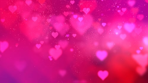 Floating Pink Hearts Background Loop with Sparkling Particles