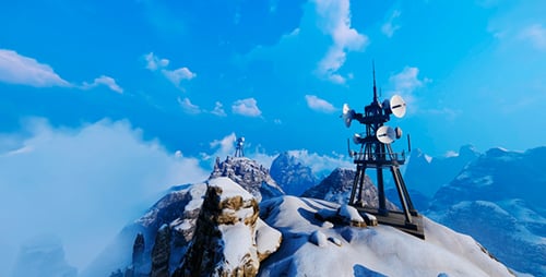 Estación de comunicaciones en la cima de la montaña
